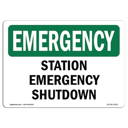 Signmission Safety Sign, OSHA EMERGENCY, 5" Height, Station Shutdown, Landscape OS-EM-D-57-L-10422